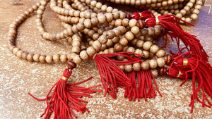 Safety and Protection Wooden Malas with Maroon Tussel