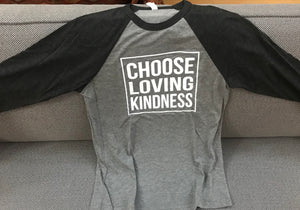 Choose Loving Kindness - Unisex Baseball Long Sleeve T-Shirts (Grey With White Fonts)